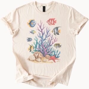 Underwater Coral Reef Graphic Tee Ocean Life Marine Design